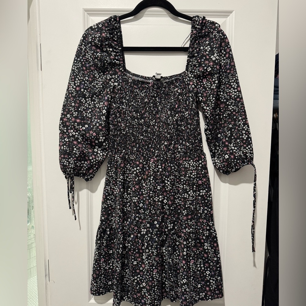 Topshop Black and Pink Floral Dress